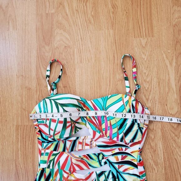 Kenneth Cole M Exotic Palm Cutout Bandeau Swimsuit sz Med - Picture 6 of 10